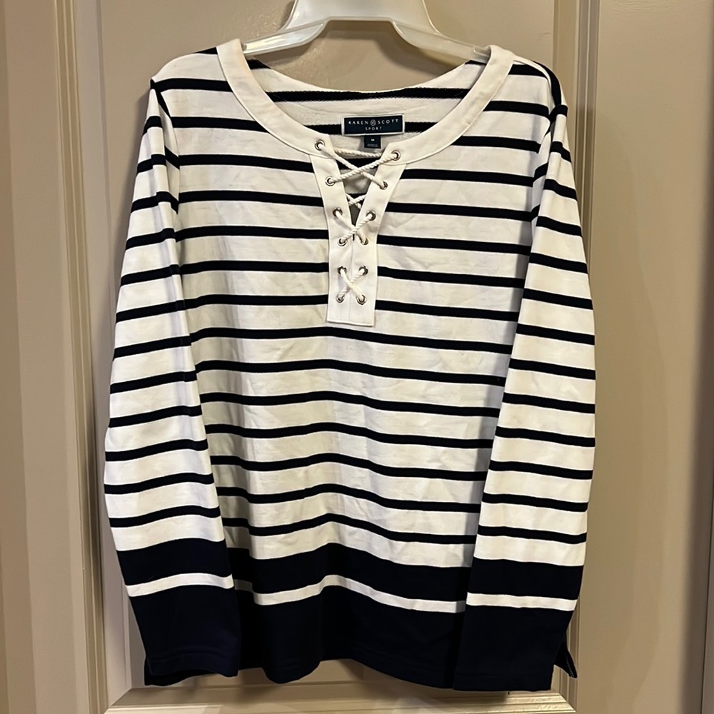 Karen Scott Sport Striped Top